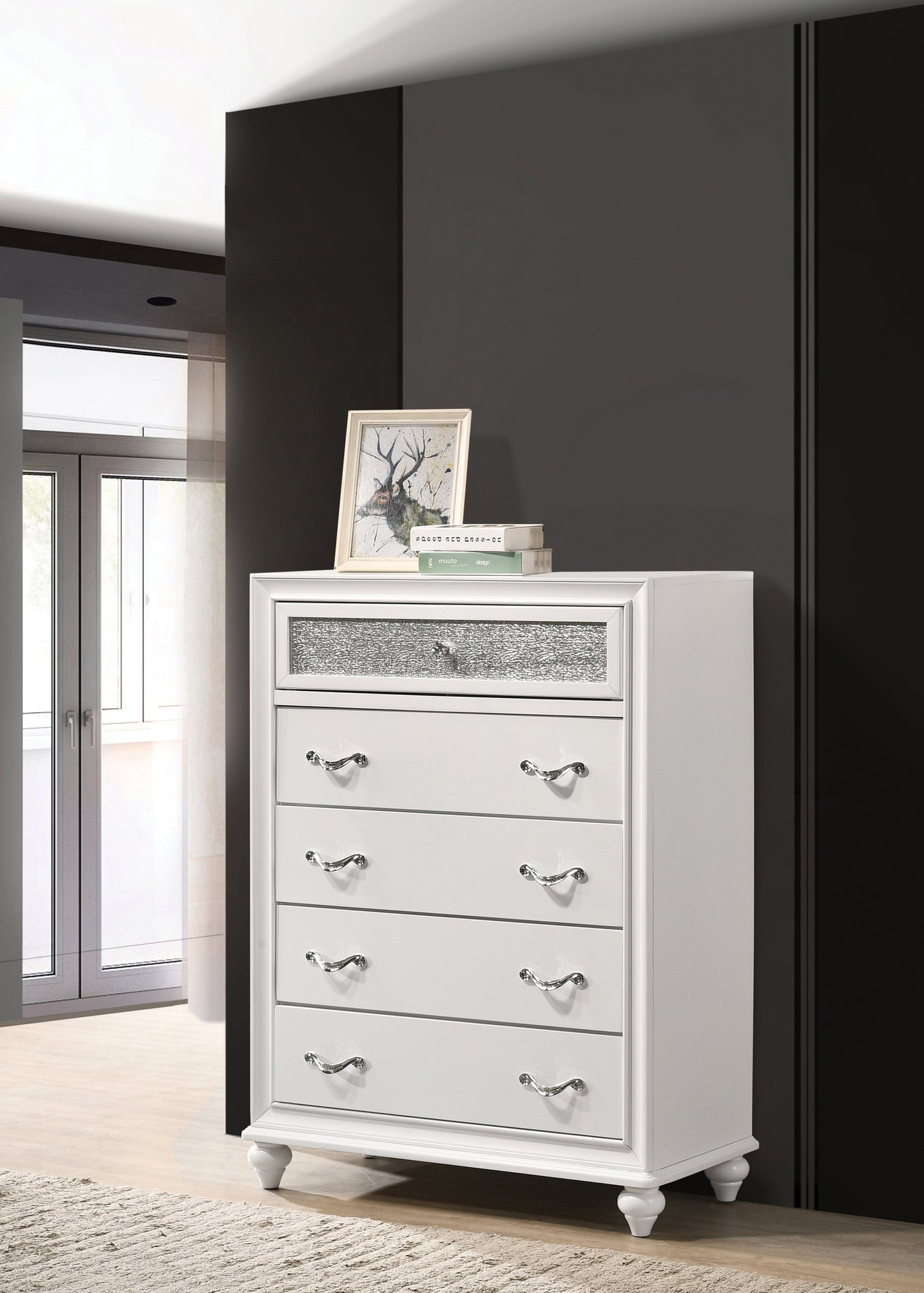 Barzini 5-Drawer Chest White - 205895 A-Z Store Nadia