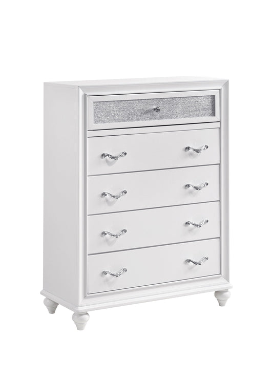 Barzini 5-Drawer Chest White - 205895 A-Z Store Nadia