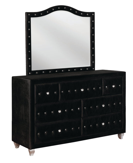 Deanna 7-Drawer Rectangular Dresser Black Collection: Add Glamour To Your Bedroom, The Ultimate Luxury, Soft Velvet Fabric Adorns The Sleek Silhouette: Deanna SKU: 206103 coastmega