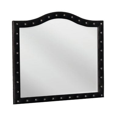 Deanna Button Tufted Mirror Black Collection: Transform A Sophisticated Space With This Stunning Large Black Mirror, Apply Makeup Or Do Your Hair In The Richly Elevated Reflection: Deanna SKU: 206104 coastmega