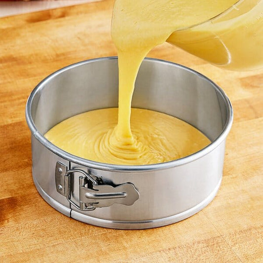 Royal Industries 8 inch x 3 inch Natural Finish Aluminum Springform Cake Pan Try this 8 inch x 3 inch aluminum springform pan for cheesecakes, battercakes, and other specialty items -ROY SFP 0803 Hannah's Variety Store