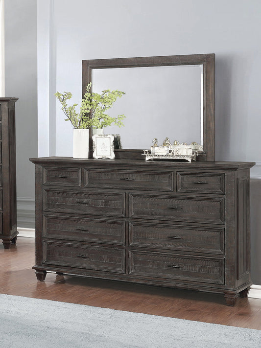 Atascadero Rectangular Mirror Weathered Carbon Collection: Add This Rustic Dresser Mirror To Your Bedroom For A Bold Accent. A Perfect Match For The Dresser From This Same Collection, The Dresser Mirror Easily Attaches For A Seamless Look. SKU: 222884 coastmega