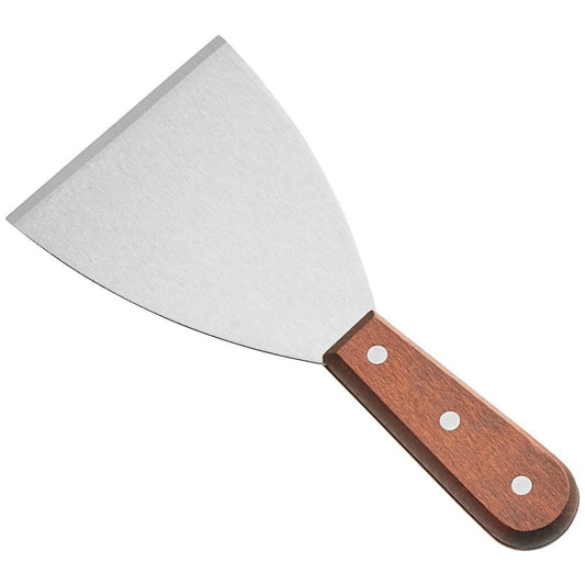 Tablecraft 4 inch Stainless Steel Grill Scraper with Wood Handle Expertly slide burgers, bacon, eggs, or buns off of your grill with this Tablecraft 4 inch blade grill scraper with wooden handle-254 Hannah's Variety Store