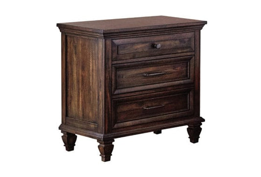 Avenue 3-Drawer Nightstand Weathered Burnished Brown SKU: 223032 coastmega