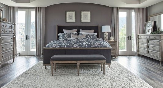 Alderwood 4-Piece Eastern King Bedroom Set French Grey SKU: 223121KE-S4 coastmega