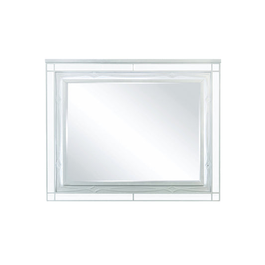 Gunnison Dresser Mirror With LED Lighting Silver Metallic, Bring A Little Glam To Your Mirror With This Glitzy Transitional Mirror, It Looks Great Affixed To A Glam Dresser Or As A Standalone On The Wall. SKU: 223214 coastmega
