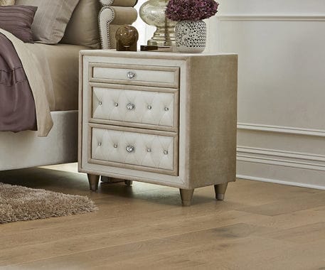 Antonella 3-Drawer Upholstered Nightstand Ivory And Camel SKU: 223522 coastmega