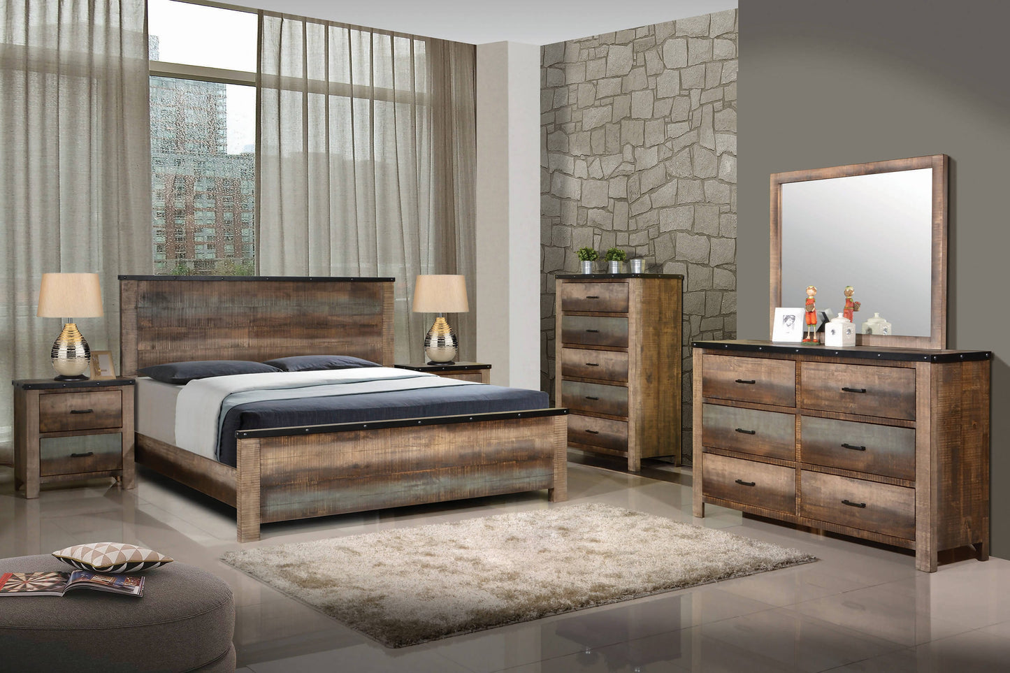 Sembene Queen Panel Bed Antique Multi-Color Collection: This Remarkable Bed Is A Sure To Be The Centerpiece Of The Home. It Is Exquisitely Crafted With Clean, Crisp Lines That Are Anything But Simple. SKU: 205091Q coastmega