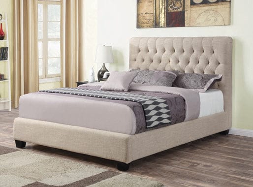 Chloe Tufted Upholstered Eastern King Bed Oatmeal - 300007KE A-Z Store Nadia