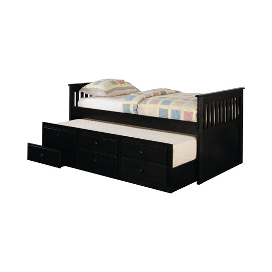 Twin Captain’s Daybed With Storage Trundle Black - 300104 A-Z Store Nadia