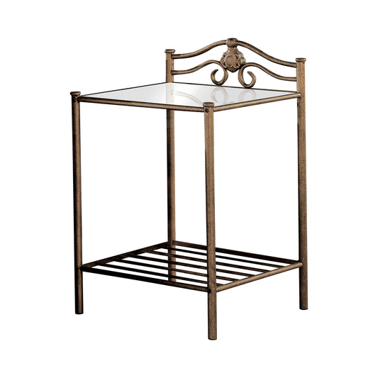 Sydney 2-Shlef Nightstand Antique Brushed Gold - 300172 A-Z Store Nadia