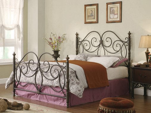 London Queen Metal Scroll Bed Dark Bronze - 300258Q A-Z Store Nadia