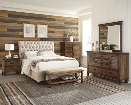 Devon Button Tufted Upholstered Queen Bed Beige - 300525Q A-Z Store Nadia
