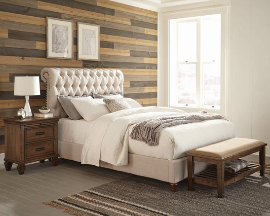Devon Button Tufted Upholstered Full Bed Beige - 300525F A-Z Store Nadia