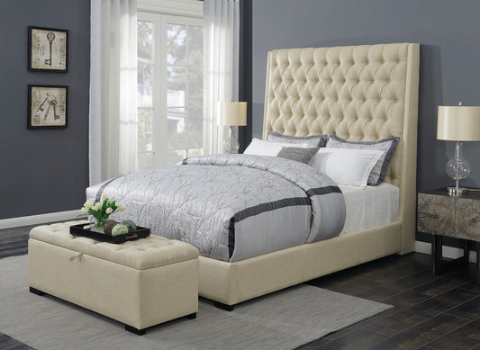 Camille Queen Button Tufted Bed Cream - 300722Q A-Z Store Nadia