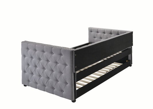 Mockern Tufted Upholstered Daybed With Trundle Grey - 302161 A-Z Store Nadia