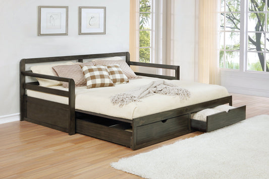 Sorrento 2-Drawer Twin Daybed With Extension Trundle Grey - 305706 A-Z Store Nadia