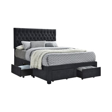 Soledad Queen 4-Drawer Button Tufted Storage Bed Charcoal - 305877Q A-Z Store Nadia