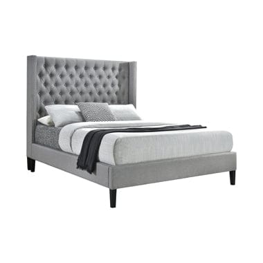 Summerset Eastern King Button Tufted Upholstered Bed Light Grey - 305903KE A-Z Store Nadia