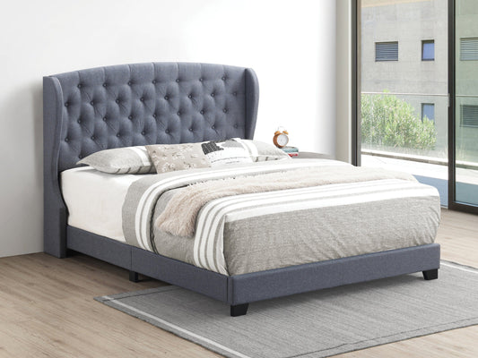 Krome Full Upholstered Bed With Demi-Wing Headboard Gunmetal - 305972F A-Z Store Nadia