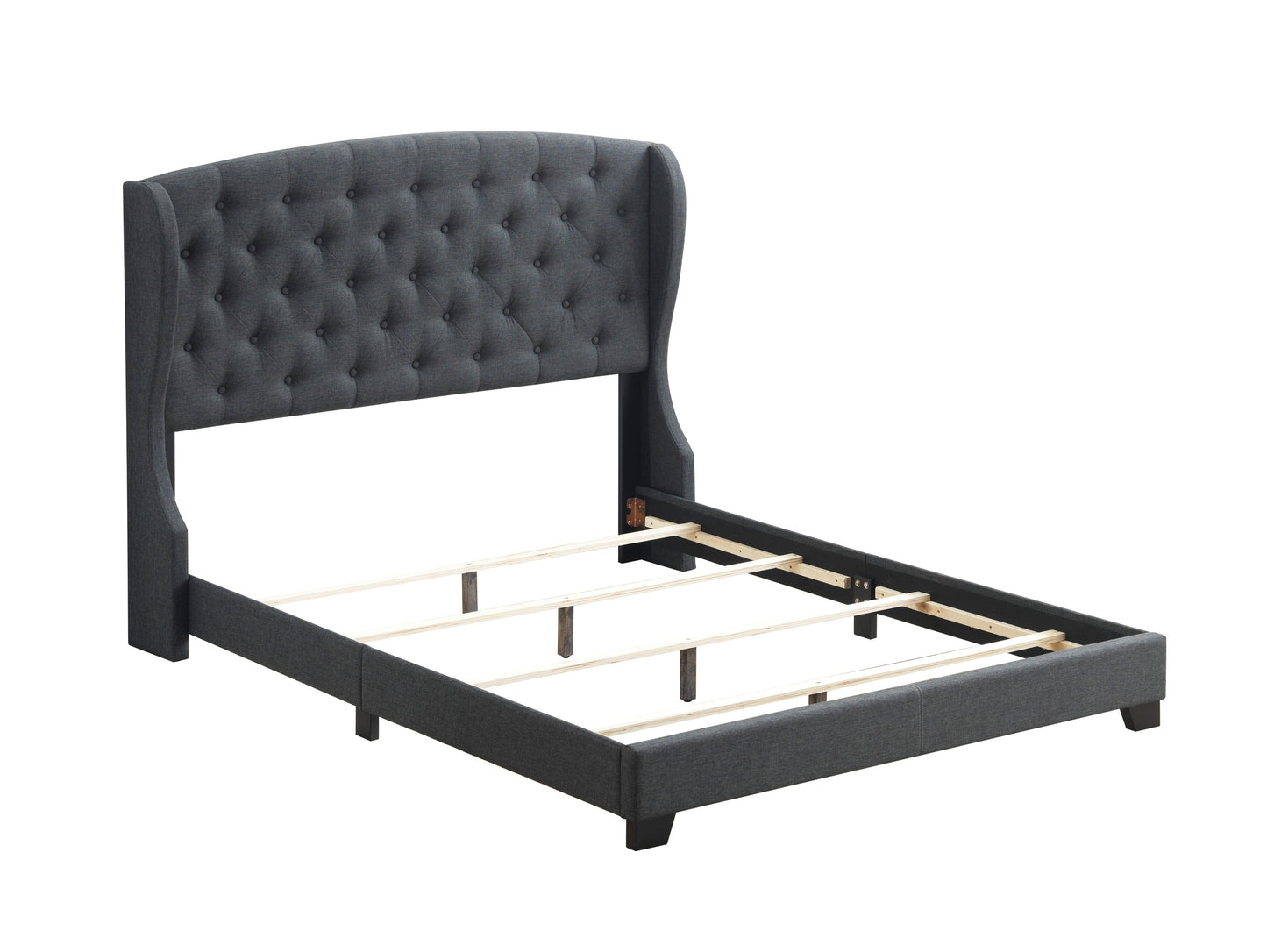 Krome Full Upholstered Bed With Demi-Wing Headboard Charcoal - 305973F A-Z Store Nadia