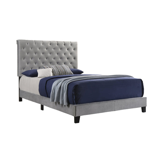 Warner Eastern King Upholstered Bed Grey - 310042KE A-Z Store Nadia