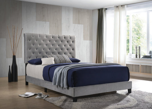 Warner Eastern King Upholstered Bed Grey - 310042KE A-Z Store Nadia