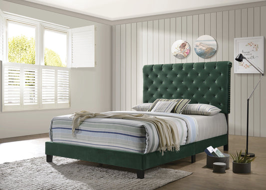 Warner Full Upholstered Bed Green - 310043F A-Z Store Nadia