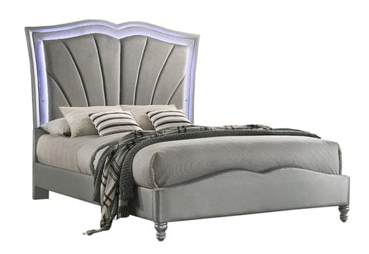 Bowfield Eastern King Upholstered Bed With LED Lighting Grey - 310048KE A-Z Store Nadia