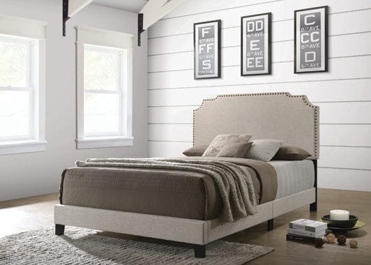 Tamarac Upholstered Nailhead Eastern King Bed Beige - 310061KE A-Z Store Nadia