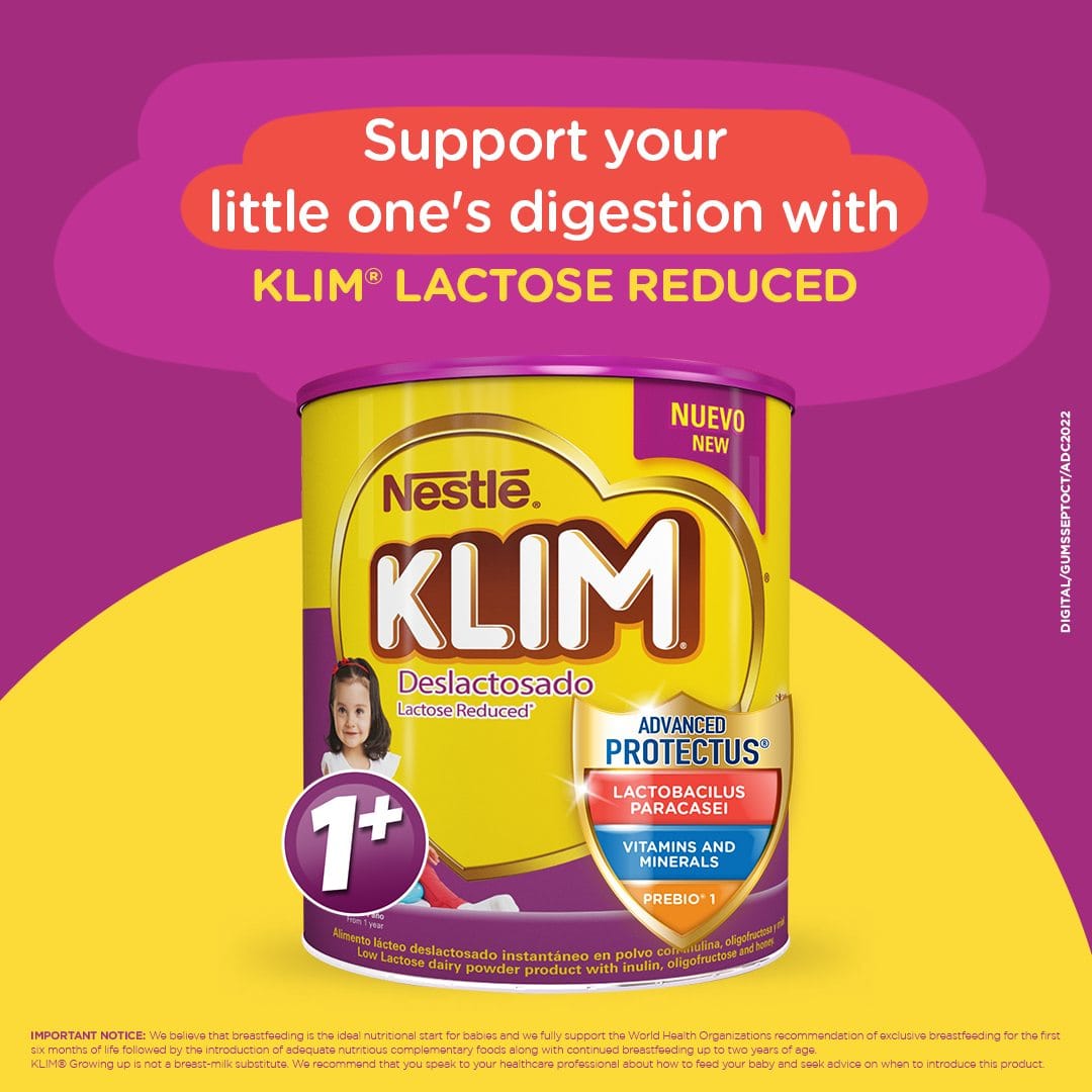 Nestle Klim Growing Up Milk 1 Plus 1600G - KLIM® 1+ Growing Up which provides them with vitamins, minerals, and prebiotics. - 7501059276024 Pie's Variety Store