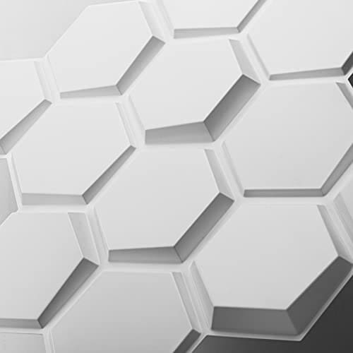 Art3d Textures 3D Wall Panels White Hexagon Design Pack of 12 Tiles 25.5 Sq Ft (PVC) MEGA