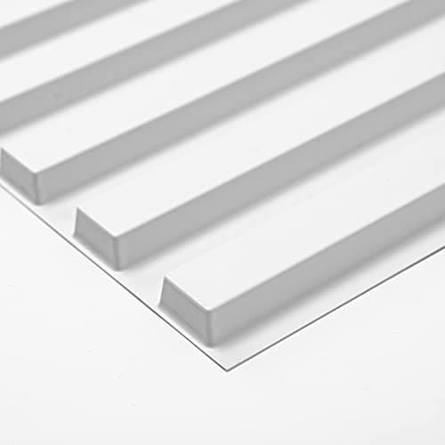 Art3d Slat Wall Panel, 3D Fluted Textured Panel 12-Tile 19.7 x 19.7in. - White MEGA