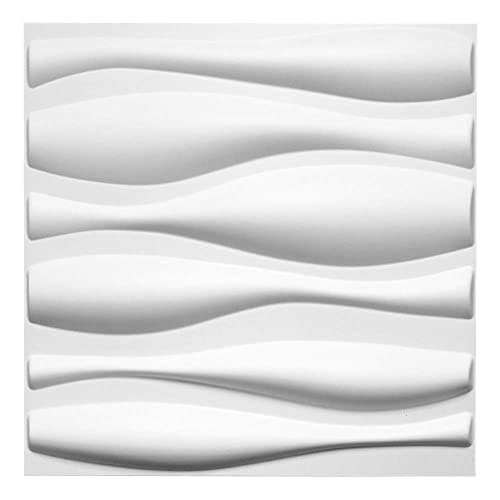 Art3d Durable Plastic 3D Wall Panel PVC Wave Wall Design, White, 12 Panels 32 SF MEGA