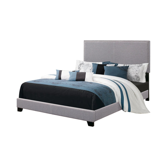 Boyd Eastern King Upholstered Bed With Nailhead Trim Grey - 350071KE A-Z Store Nadia