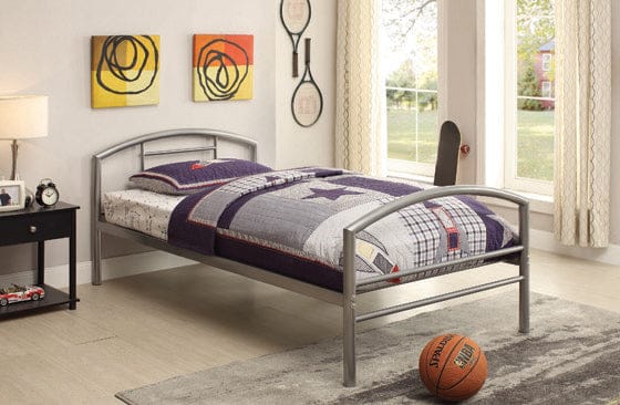 Baines Twin Metal Bed With Arched Headboard Silver - 400159T A-Z Store Nadia