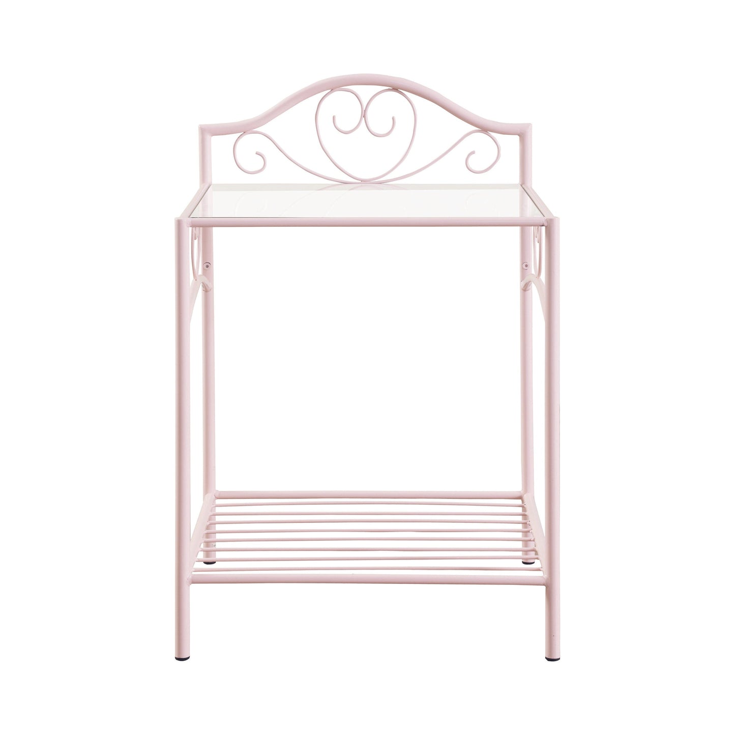 Massi 1-Shelf Nightstand With Glass Top Powder Pink - 401152 A-Z Store Nadia