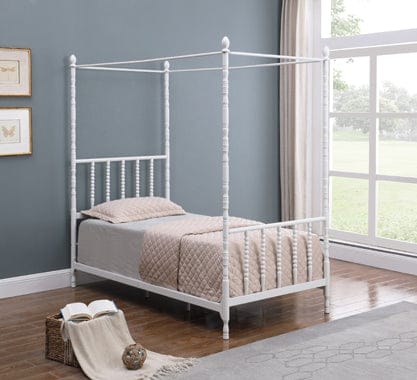 Betony Twin Canopy Bed White - 406055T A-Z Store Nadia