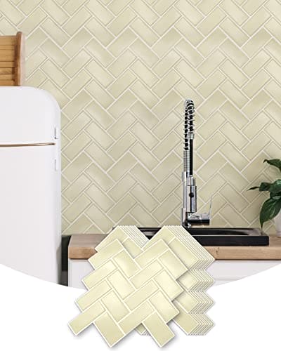 Art3d Herringbone Peel and Stick Backsplash Tiles (10 Tiles, Thicker Version) MEGA