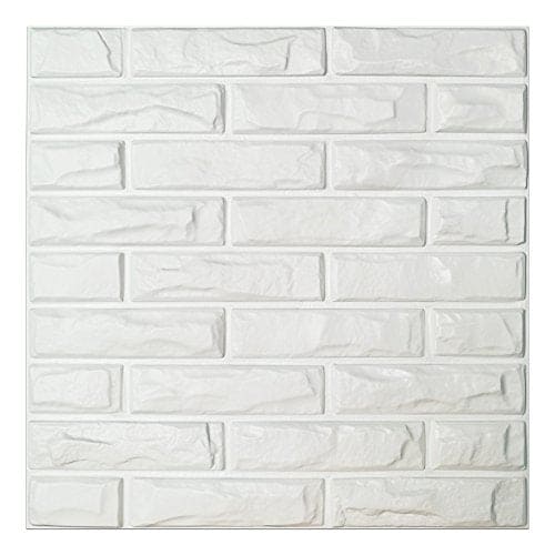 Art3d PVC 3D Wall Panels White Brick Wall Tiles, 19.7" x 19.7" (12 Pack) MEGA