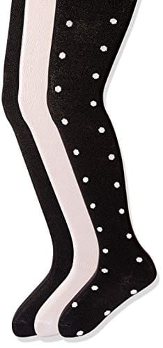 Essentials Girls' 3-Pack Cotton Tights, Dots/White/Black, 7-10: Clothing ebuystt