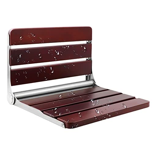 Folding Teak Shower Seat Wall Mounted,Fold Down Shower Seat,Foldable Shower Bench,Home Care Teak Shower Seat Bench for Inside Shower,Folding Shower Seat Bench,Wall Mount Shower Seat Bench Chair EBUYSTT