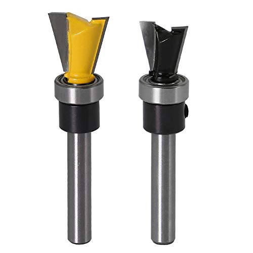 Yakamoz 2Pcs 1/4 Inch Shank Dovetail Joint Router Bits with Bearing Guide Dovetail Jig Bit for Furniture Building Cabinet Making Woodworking Cutter Tools YAKAMOZ