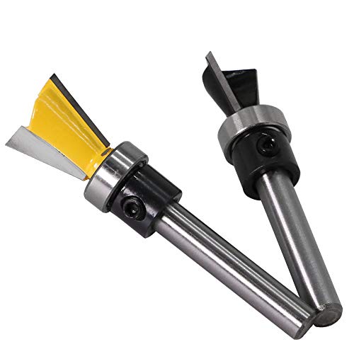 Yakamoz 2Pcs 1/4 Inch Shank Dovetail Joint Router Bits with Bearing Guide Dovetail Jig Bit for Furniture Building Cabinet Making Woodworking Cutter Tools YAKAMOZ