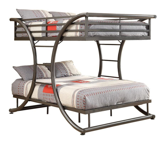 Bunks Full-over-Full Contemporary Bunk Bed (GUNMETAL) - 460078 COSMEGA