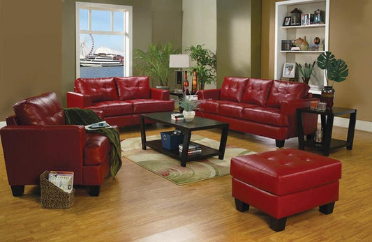 Samuel Tufted 3PC Living Room Set Red - Set 3P501831 COSMEGA