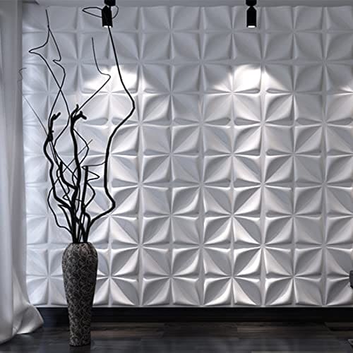 Art3d Decorative 3D Wall Panels Textured 3D Wall Covering, White, 12 Tiles 32 Sq Ft MEGA