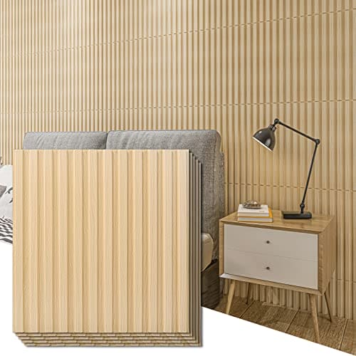 Art3d Slat Wall Panel, 3D Fluted Textured Panel 12-Tile 19.7 x 19.7in. - Oak MEGA