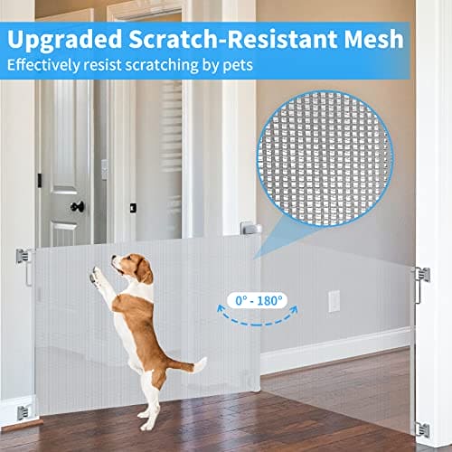 78 Inch Extra Wide Retractable Baby Gate for Large Opening Child Safety Indoor/Outdoor Retractable Mesh 34" Tall for Doorways, Stairs, Hallways, Gray EBUYSTT