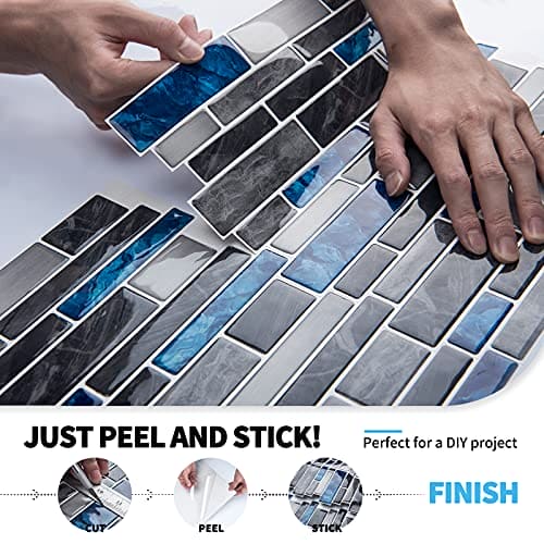 Art3d 10-Sheet Premium Self-Adhesive Kitchen Backsplash Tiles in Marble, 12"X12" MEGA